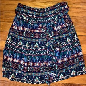 Boho patterned tie mini skirt with pockets